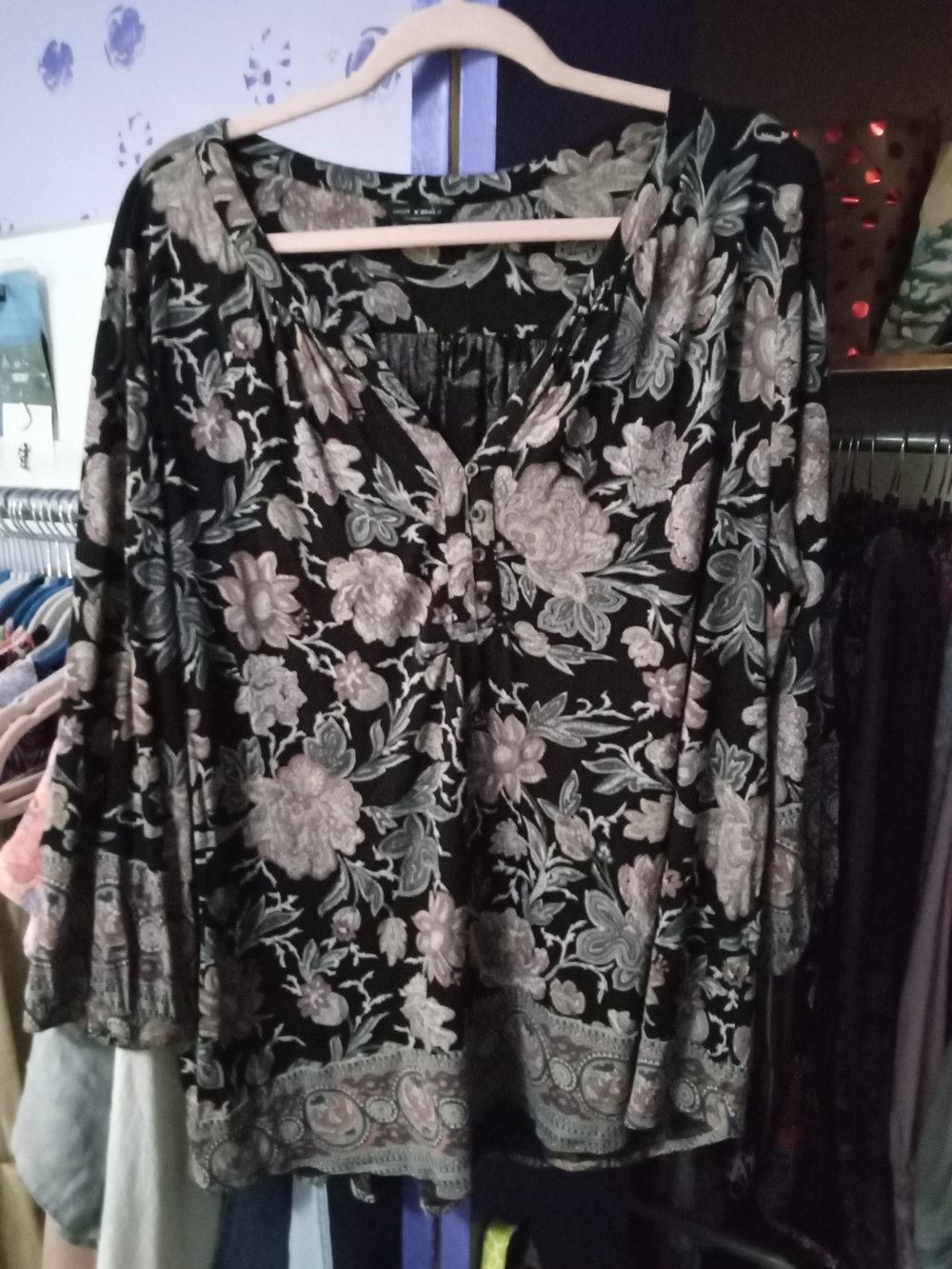 Lucky Brand Black Floral Top
